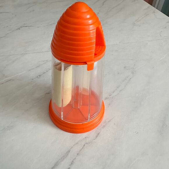 Vintage Orange Plastic six space spice seasoning container kitchen shaker slide - Picture 3 of 6